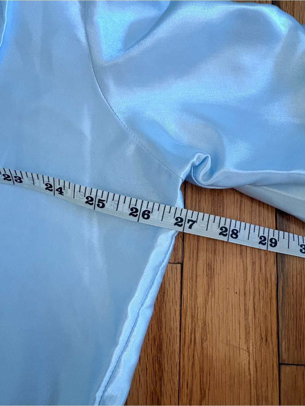 Light Blue Vintage Long Button Satin Nightgown - Picture 8 of 9